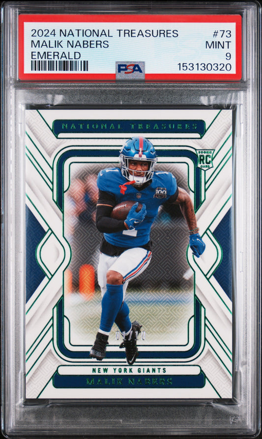 2024 Panini National Treasures #73 Malik Nabers Emerald PSA 9
