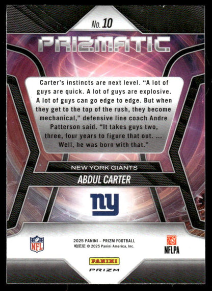 2025 Panini Prizm #10 Abdul Carter Prizmatic Green Ice