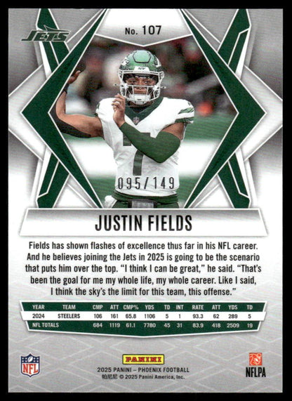 2025 Panini Phoenix #107 Justin Fields Pink Lazer Prizm #/149