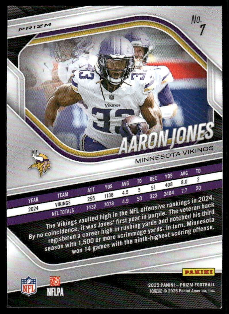 2025 Panini Prizm #7 Aaron Jones Black and White Checker