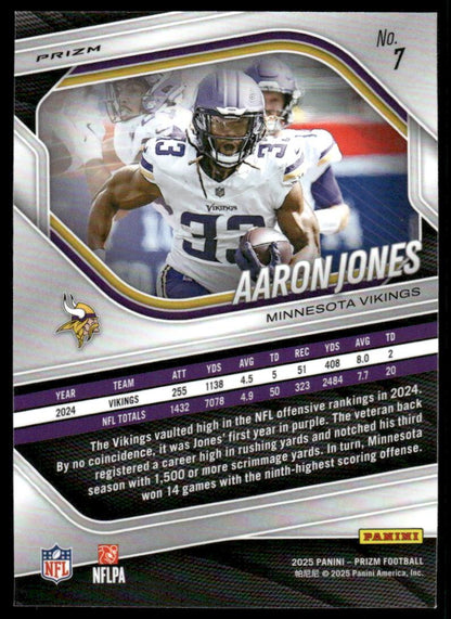 2025 Panini Prizm #7 Aaron Jones Black and White Checker
