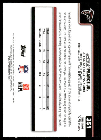 2025 Topps Chrome #351 James Pearce Jr. Red White and Blue Refractor
