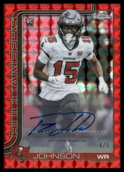 Tez Johnson Chrome Rookie Autographs Red Geometric Refractor #/5