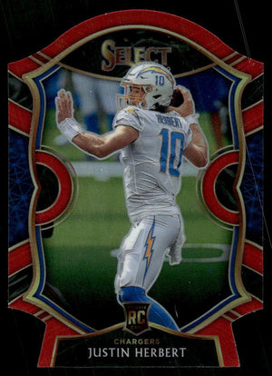 2020 Panini Select #44 Justin Herbert Red Prizm Die Cut