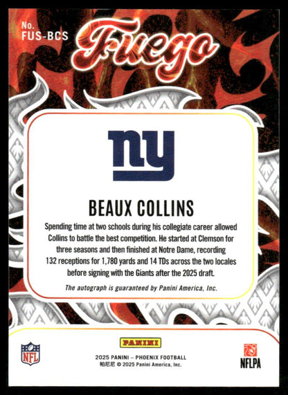 2025 Panini Phoenix #FUS-BCS Beaux Collins Fuego Signatures