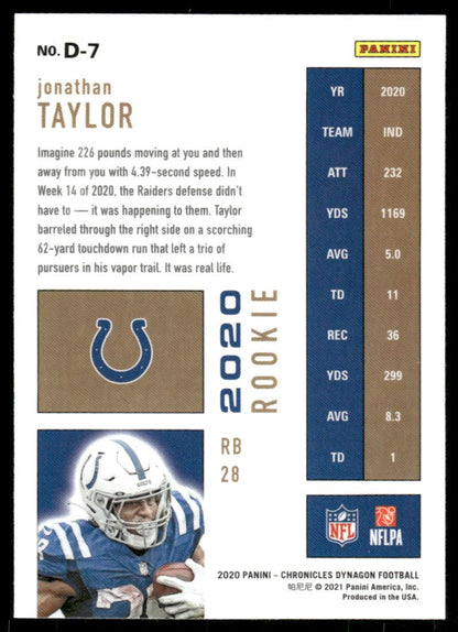 2020 Panini Chronicles #D-7 Jonathan Taylor Dynagon Rookies
