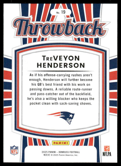 2025 Donruss #19 TreVeyon Henderson Rated Rookies Throwback