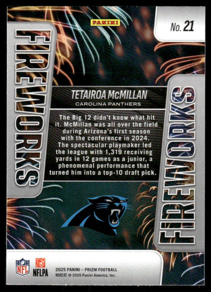 2025 Panini Prizm #21 Tetairoa McMillan Fireworks