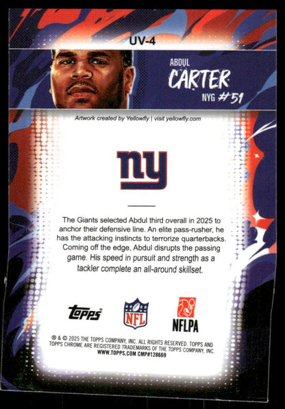 2025 Topps Chrome #UV-4 Abdul Carter Ultra-Violet All-Stars