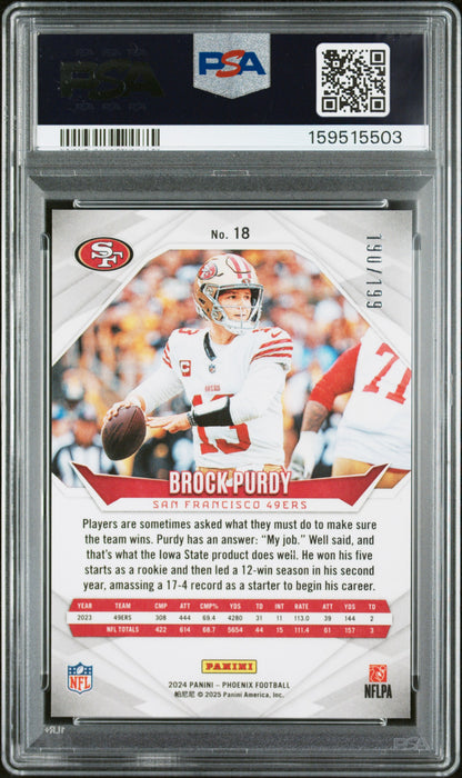 Brock Purdy Red Lazer PSA 9 2024 Panini Phoenix #18