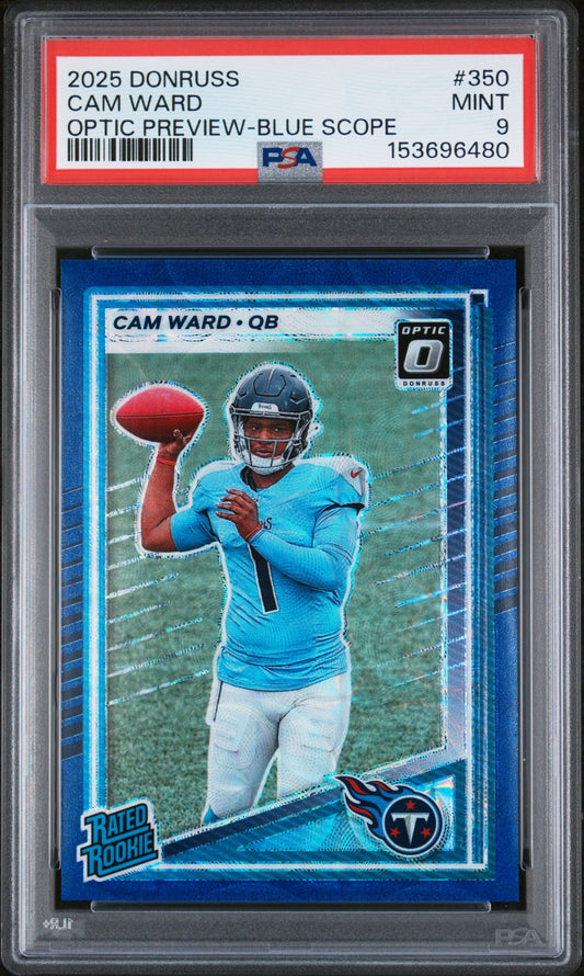 Cam Ward Optic Preview-Blue Scope PSA 9 2025 Panini Donruss #350