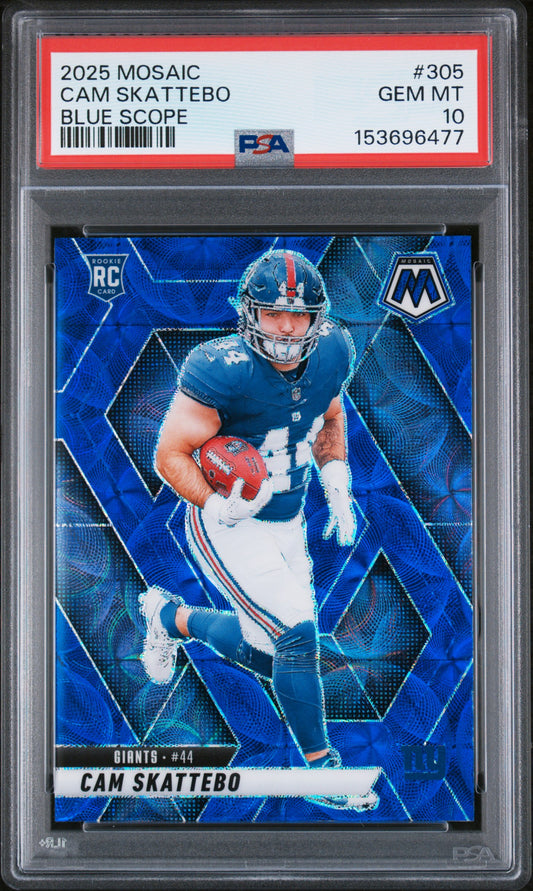 Cam Skattebo Blue Scope - Color Match!  PSA 10 2025 Panini Mosaic #305