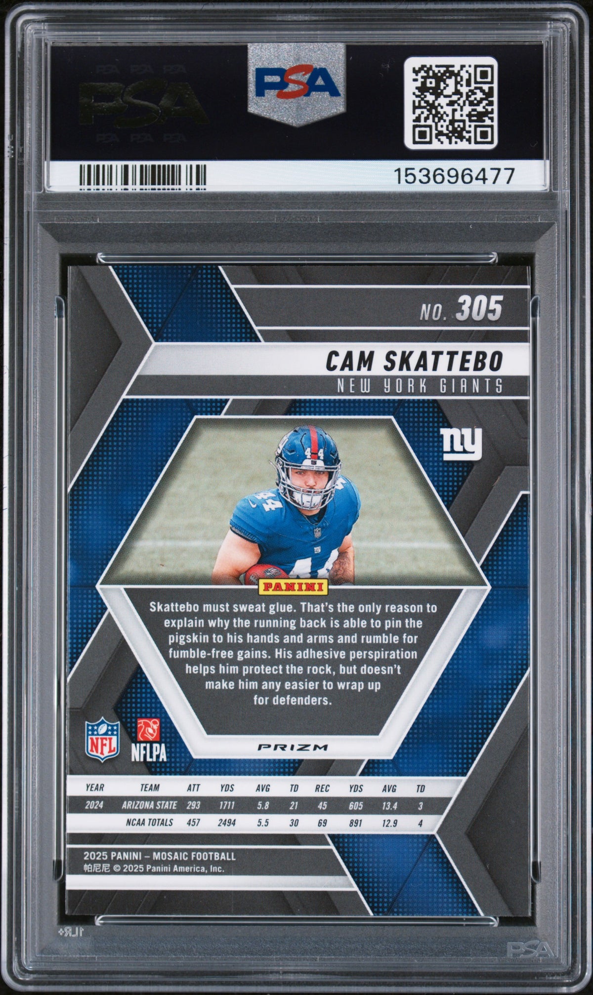 Cam Skattebo Blue Scope PSA 10 2025 Panini Mosaic #305