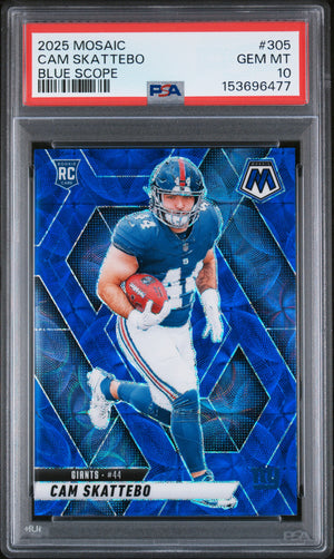 Cam Skattebo Blue Scope PSA 10 2025 Panini Mosaic #305