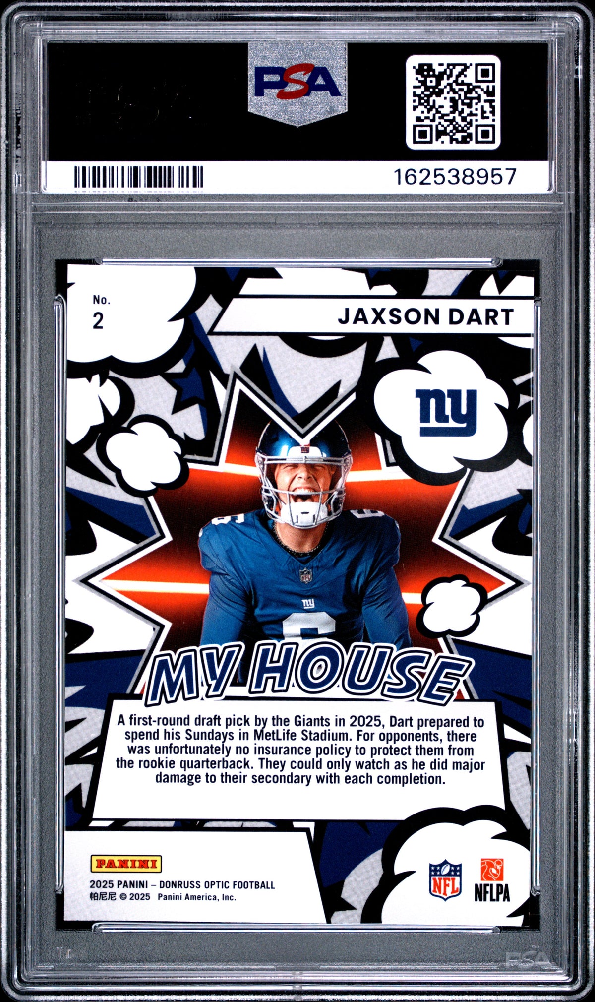 Jaxson Dart PSA 10 2025 Panini Donruss Optic My House #2