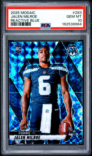 Jalen Milroe Reactive Blue PSA 10 2025 Panini Mosaic #283