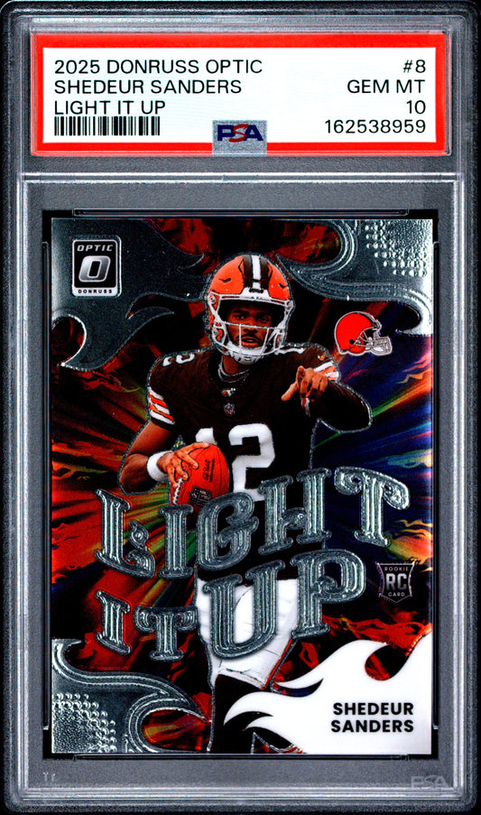 Shedeur Sanders PSA 10 2025 Panini Donruss Optic Light It Up #8