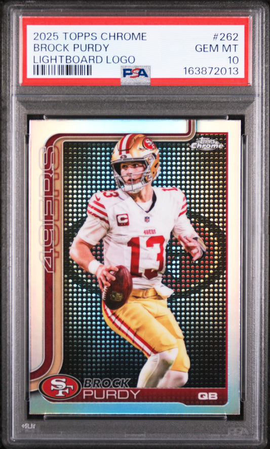 Brock Purdy Lightboard Logo PSA 10 POP 2! Rare Card Refractor