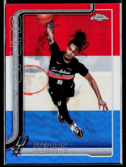 2025-26 Topps Chrome Update #82 Stephon Castle Red White and Blue Refractor