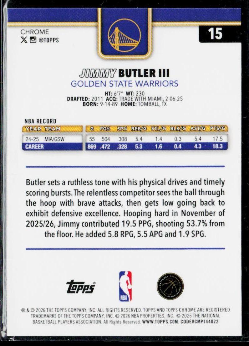 2025-26 Topps Chrome #209 Jimmy Butler III Wave Refractor