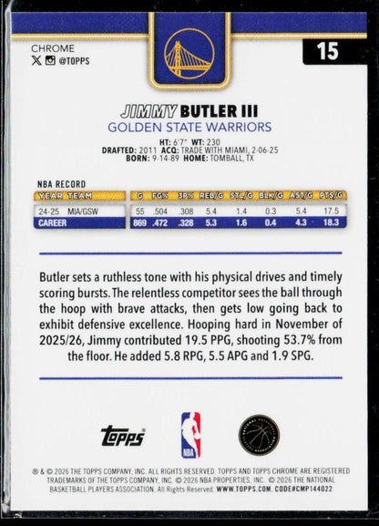 2025-26 Topps Chrome #209 Jimmy Butler III Wave Refractor