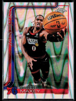 2025-26 Topps Chrome Update #41 Tyrese Maxey RayWave Refractor