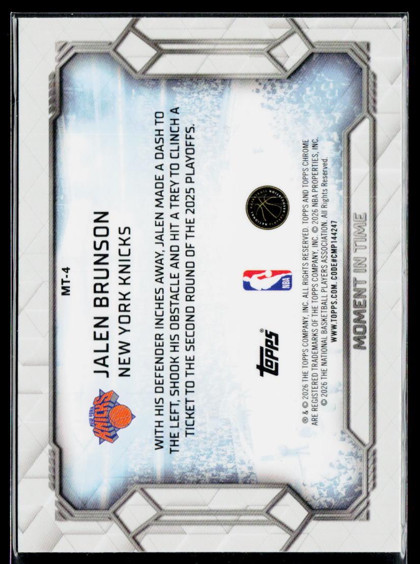 2025-26 Topps Chrome Update #MT-4 Jalen Brunson Moment In Time