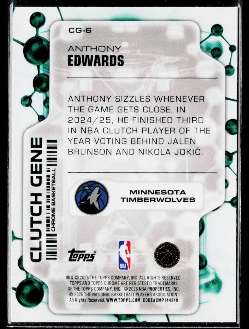 2025-26 Topps Chrome Update #CG-6 Anthony Edwards Clutch Gene