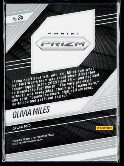 2025-26 Panini Prizm #24 Olivia Miles Fearless