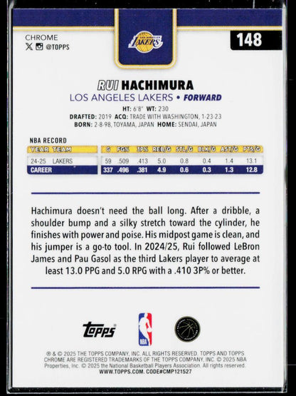 2025-26 Topps Chrome #148 Rui Hachimura Refractor