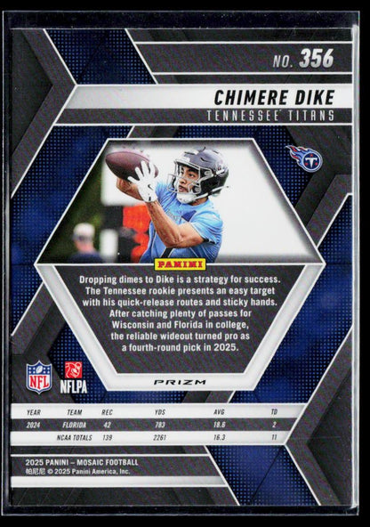 2025 Panini Mosaic #356 Chimere Dike Mosaic No Huddle Silver