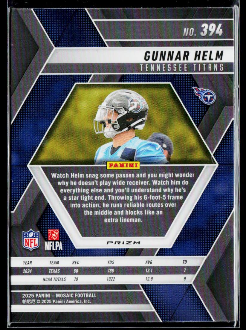 2025 Panini Mosaic #394 Gunnar Helm Silver