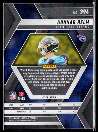 2025 Panini Mosaic #394 Gunnar Helm Silver