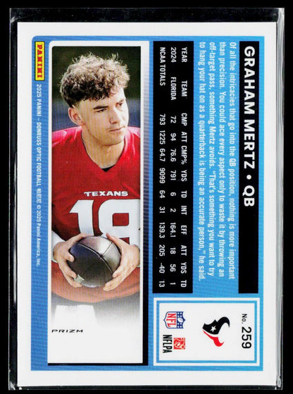 2025 Donruss #347 Graham Mertz Optic Rated Rookies Preview Red Pandora