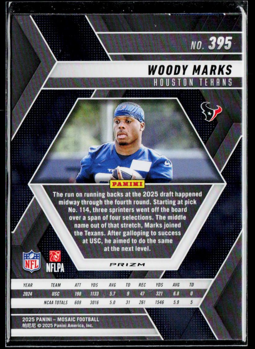 2025 Panini Mosaic #395 Woody Marks Mosaic Reactive Yellow
