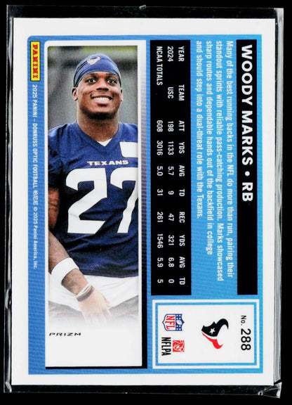 2025 Donruss #377 Woody Marks Optic Rated Rookies Preview Green Velocity