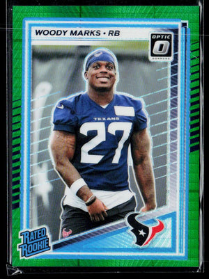 2025 Donruss #377 Woody Marks Optic Rated Rookies Preview Green Velocity
