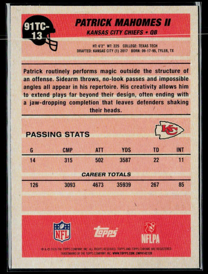 2026 Topps Flagship #91TC-13 Patrick Mahomes II 1991 Topps Football Chrome