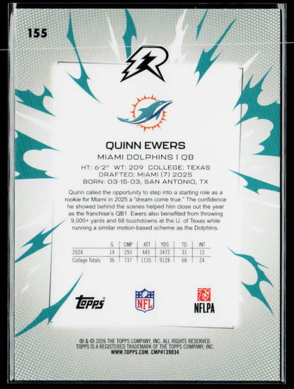 2025 Topps Resurgence #155 Quinn Ewers Blue & Orange Spark Refractor