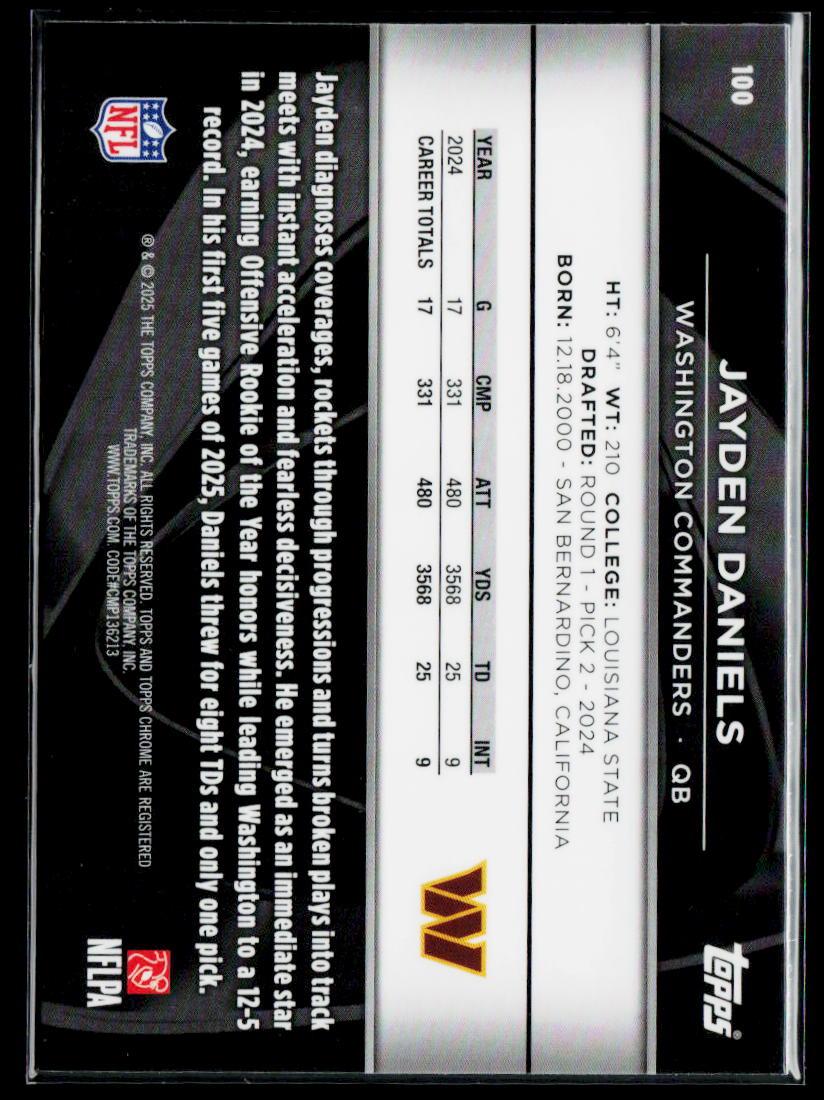 2025 Topps Chrome Black #100 Jayden Daniels