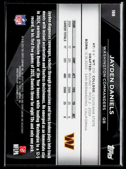 2025 Topps Chrome Black #100 Jayden Daniels