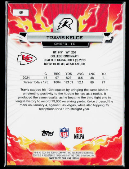 2025 Topps Resurgence #49 Travis Kelce Sky Blue & Pink Shock Refractor