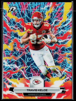 2025 Topps Resurgence #49 Travis Kelce Sky Blue & Pink Shock Refractor