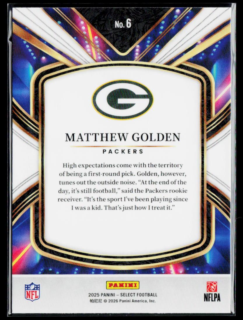 2025 Panini Select #6 Matthew Golden Select Future