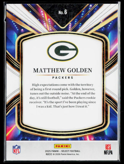 2025 Panini Select #6 Matthew Golden Select Future