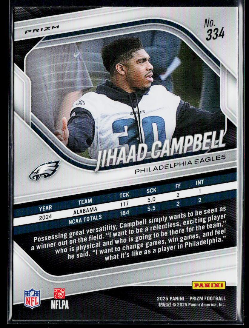 2025 Panini Prizm #334 Jihaad Campbell White Disco