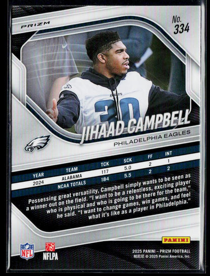 2025 Panini Prizm #334 Jihaad Campbell White Disco