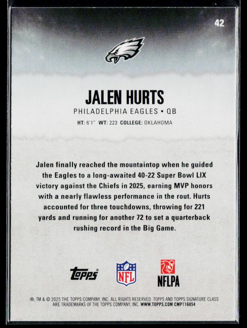 2025 Topps Signature Class #42 Jalen Hurts Red & Black