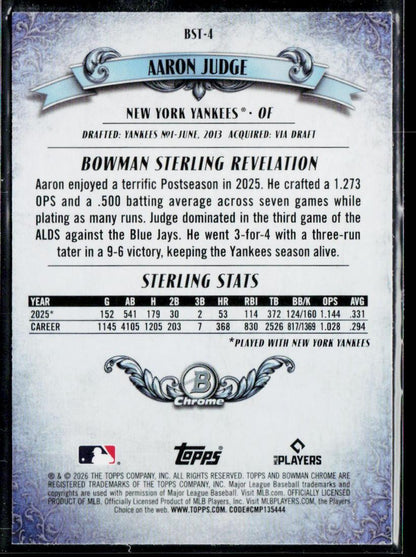 2026 Bowman #BST-4 Aaron Judge Bowman Sterling