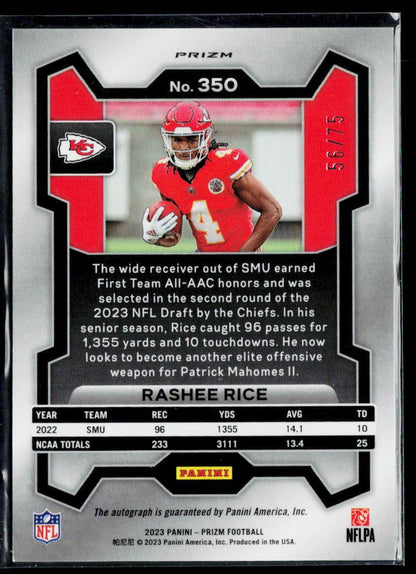 Rashee Rice Rookie Autographs Prizm Green Scope #/75 short print Rookie Rare!